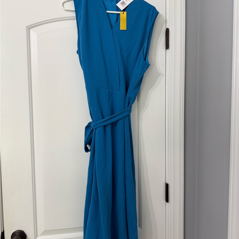 Alexia Admor Sleeveless Teal Maxi Wrap Dress with Tie